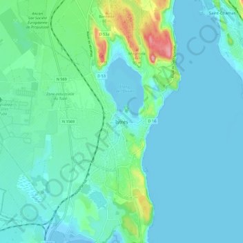 Mappa topografica Istres, altitudine, rilievo