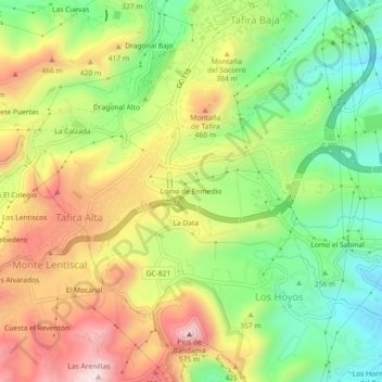 Mappa topografica Lomo de Enmedio, altitudine, rilievo