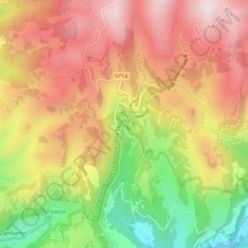 Mappa topografica Tracchi, altitudine, rilievo