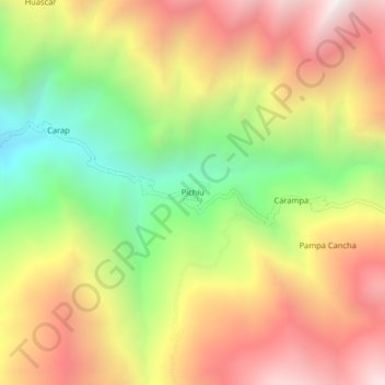 Mappa topografica Pichiu, altitudine, rilievo