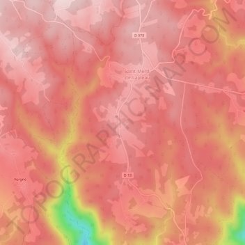 Mappa topografica Le Peuch, altitudine, rilievo