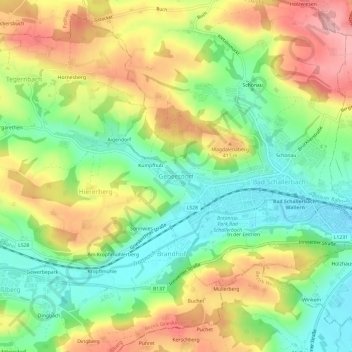 Mappa topografica Gebersdorf, altitudine, rilievo