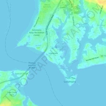 Mappa topografica Johnstown, altitudine, rilievo