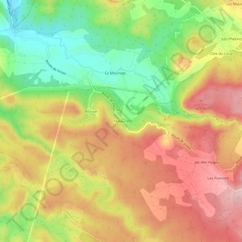 Mappa topografica Malaurie, altitudine, rilievo