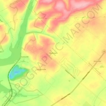 Mappa topografica Molltown, altitudine, rilievo