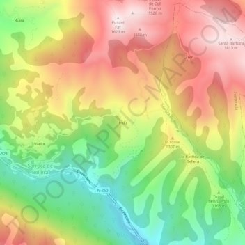 Mappa topografica Erdo, altitudine, rilievo