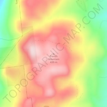 Mappa topografica French Mountain, altitudine, rilievo