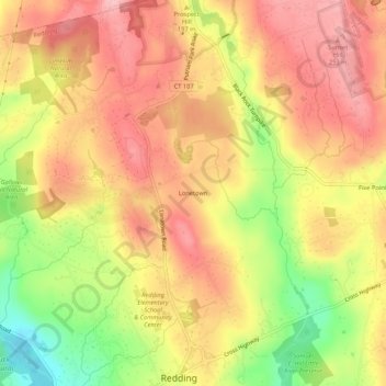 Mappa topografica Lonetown, altitudine, rilievo