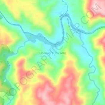 Mappa topografica Liberia (El Charcon), altitudine, rilievo
