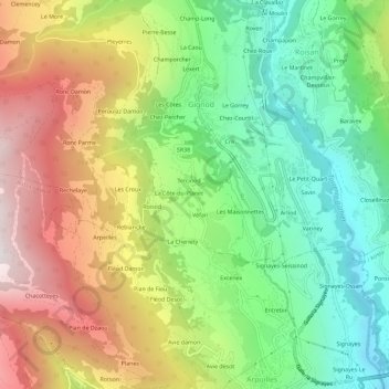 Mappa topografica Les Fiou, altitudine, rilievo