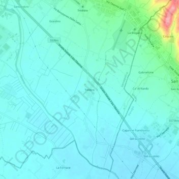 Mappa topografica Trebbio, altitudine, rilievo