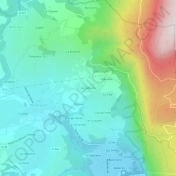 Mappa topografica Les Giffards, altitudine, rilievo