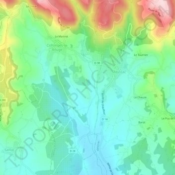 Mappa topografica Le Breuil, altitudine, rilievo