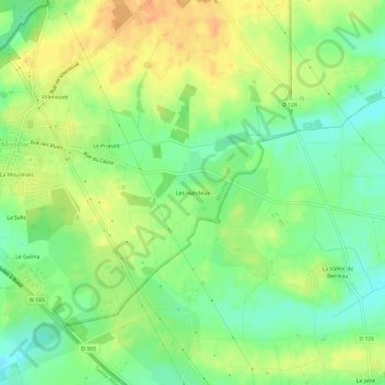 Mappa topografica Les Handeux, altitudine, rilievo