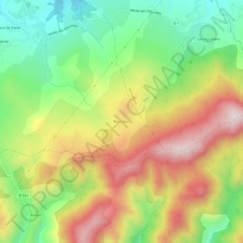 Mappa topografica Bois Noir, altitudine, rilievo