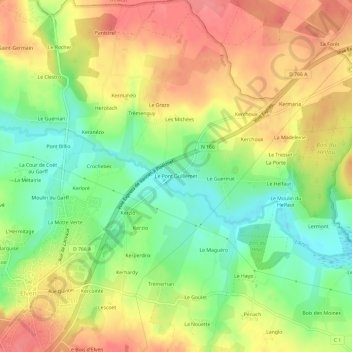 Mappa topografica Le Pont Guillemet, altitudine, rilievo