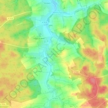 Mappa topografica Hörenhausen, altitudine, rilievo