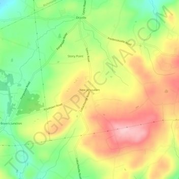 Mappa topografica New Jerusalem, altitudine, rilievo