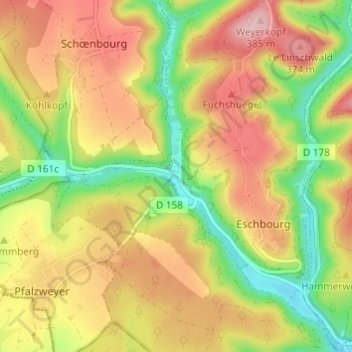 Mappa topografica Graufthal, altitudine, rilievo
