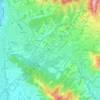 Mappa topografica Petosino, altitudine, rilievo