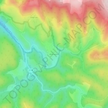Mappa topografica Masmejean, altitudine, rilievo