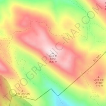 Mappa topografica Colle le Cese, altitudine, rilievo