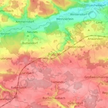 Mappa topografica Roßtal, altitudine, rilievo