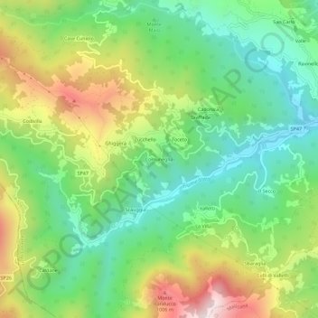 Mappa topografica Comuneglia, altitudine, rilievo