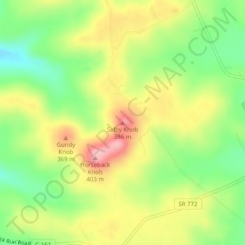 Mappa topografica Selby Knob, altitudine, rilievo