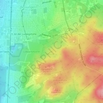 Mappa topografica Moosberg, altitudine, rilievo