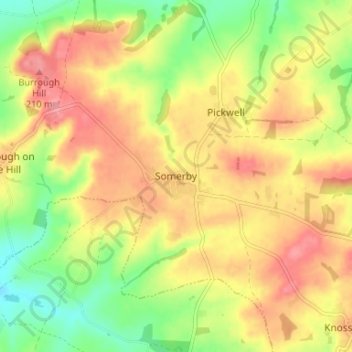 Mappa topografica Somerby, altitudine, rilievo