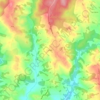 Mappa topografica Langle, altitudine, rilievo