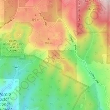 Mappa topografica Bald Mountain, altitudine, rilievo
