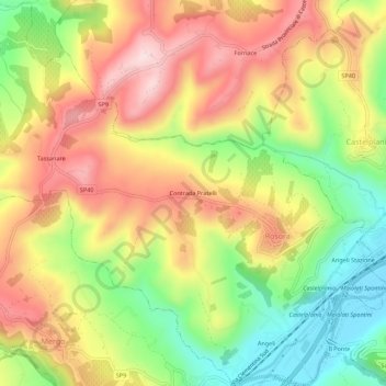 Mappa topografica Contrada Pratelli, altitudine, rilievo