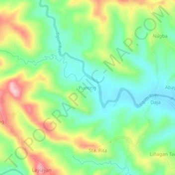 Mappa topografica Punong, altitudine, rilievo
