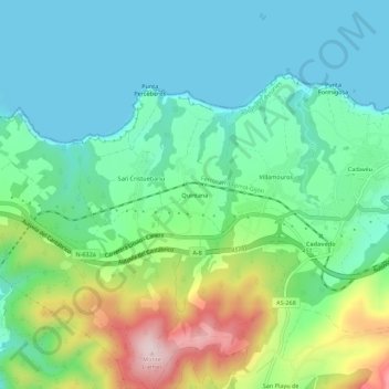 Mappa topografica Quintana, altitudine, rilievo