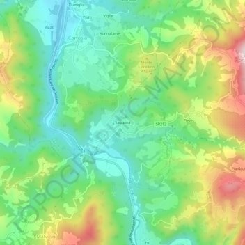 Mappa topografica Saquana, altitudine, rilievo