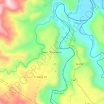 Mappa topografica Lower Tignapoloan, altitudine, rilievo