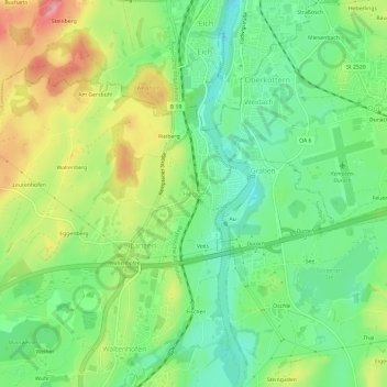 Mappa topografica Hegge, altitudine, rilievo