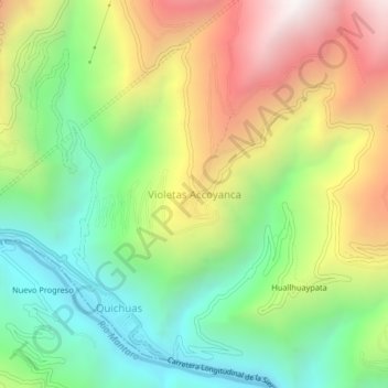 Mappa topografica Violetas Accoyanca, altitudine, rilievo