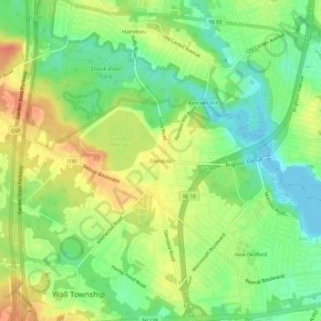 Mappa topografica Glendola, altitudine, rilievo