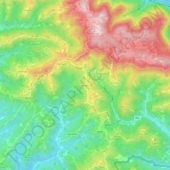 Mappa topografica Kojsko, altitudine, rilievo