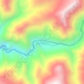 Mappa topografica San Felipe de Cullhuay, altitudine, rilievo