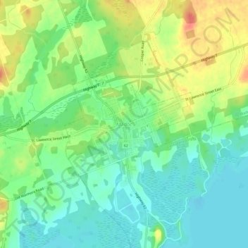Mappa topografica Madoc, altitudine, rilievo