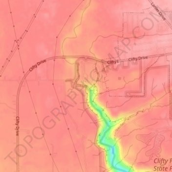 Mappa topografica Clifty Falls, altitudine, rilievo