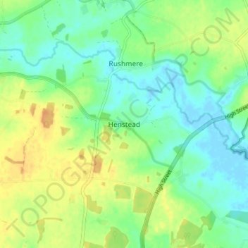 Mappa topografica Henstead, altitudine, rilievo