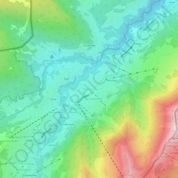 Mappa topografica Riezlern, altitudine, rilievo