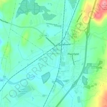 Mappa topografica Plainfield Village, altitudine, rilievo