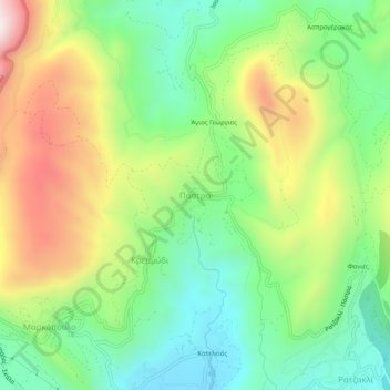 Mappa topografica Pastra, altitudine, rilievo