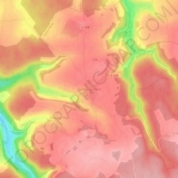 Mappa topografica Saint-Germain, altitudine, rilievo